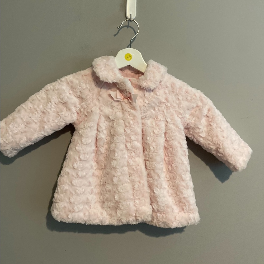 Mayoral Rosette Pink Faux Fur Coat 12 Months‎